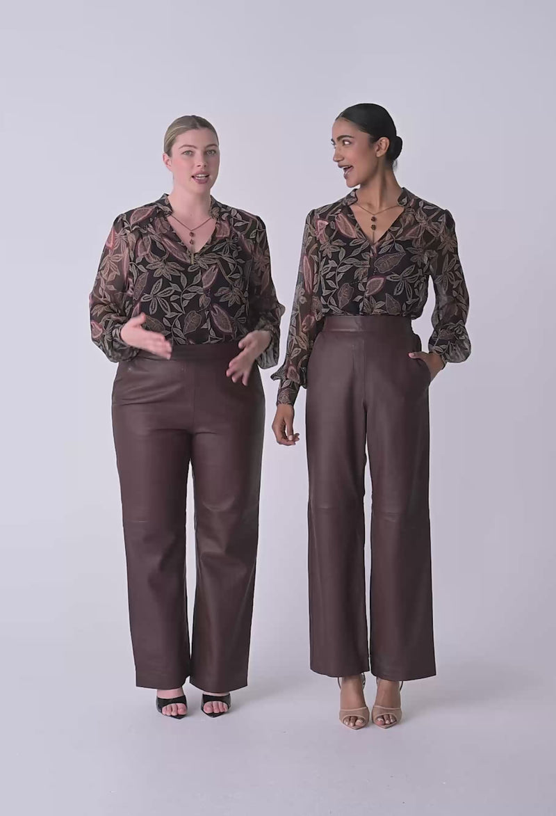 Freya Sheer Blouse Embellished Neck Detail Dark Tropique