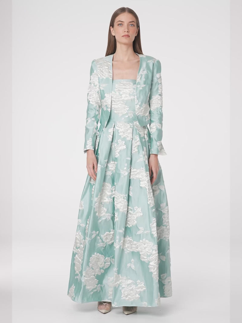 Caroline Gown Ice Blue/Ivory - Australian Made