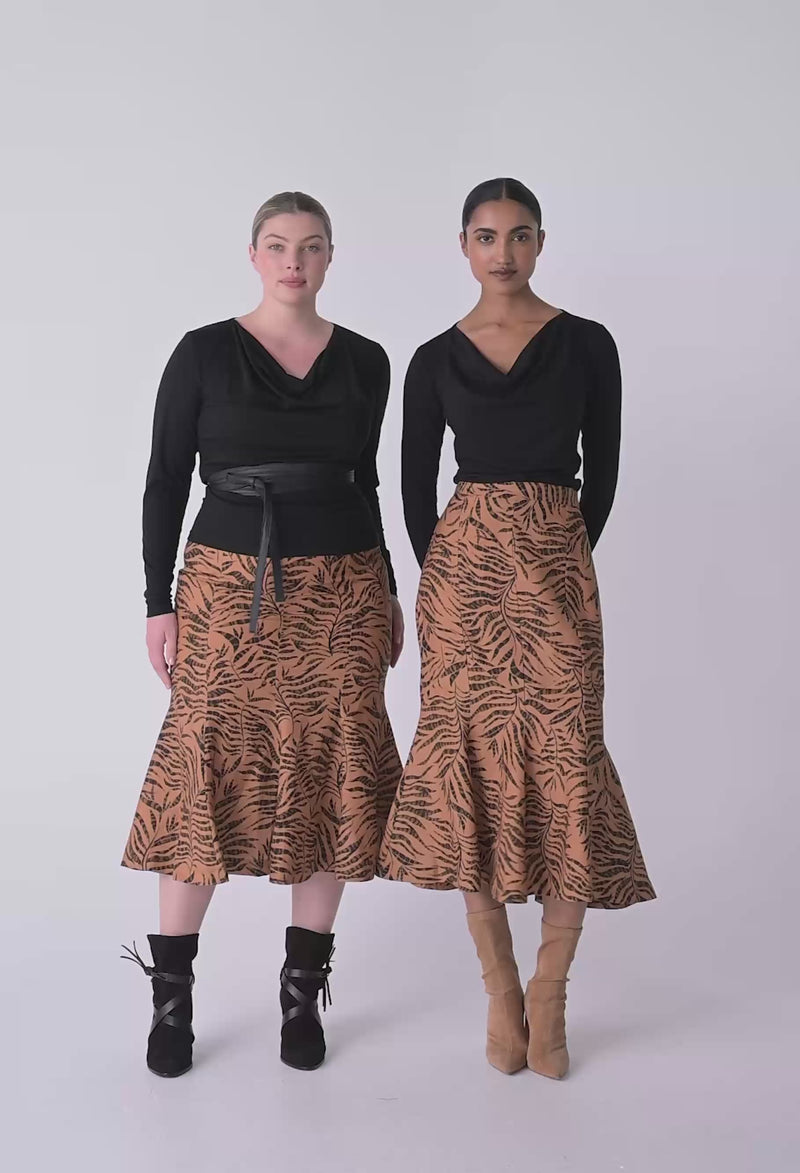 Milda Lyocell Stretch Cowl Top - Black