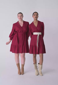 Cecilia Pearl Embellished Dress Ruby