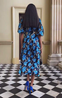 Linnee Wrap Midi Dress - Blue Iris