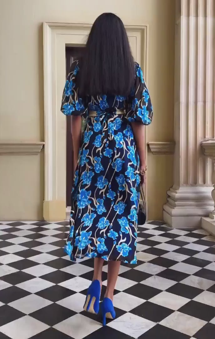 Linnee Wrap Midi Dress - Blue Iris