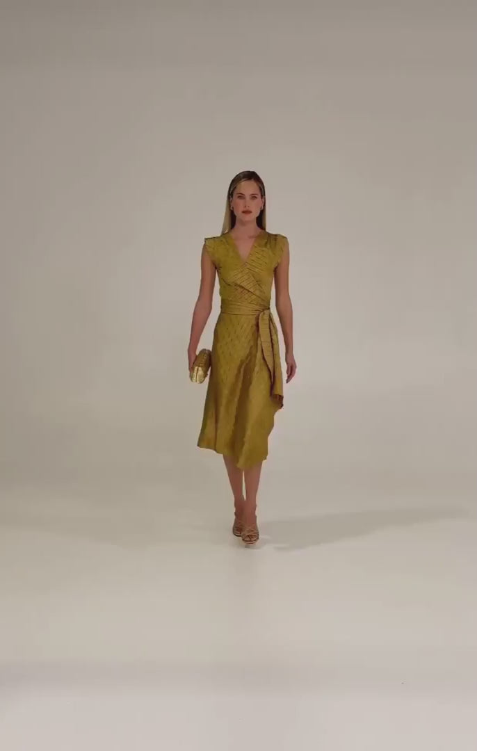 Crown Wrap Dress - Gold