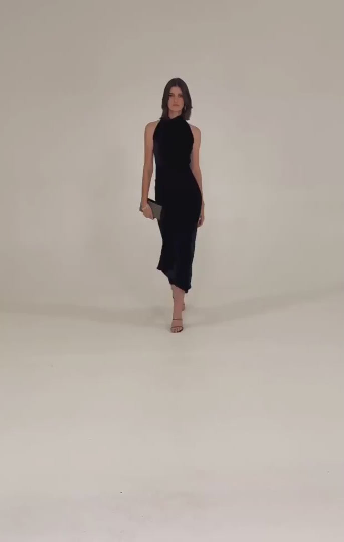 Lavish Cowl Dress - Black Velvet