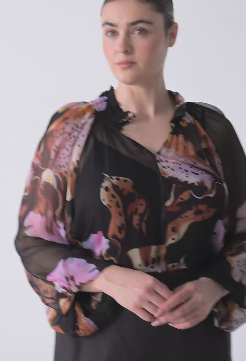 Maris Sheer Chiffon Blouse - Sunset Orchid