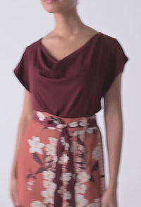Adria Viscose Faille Midi Skirt Amber Vine