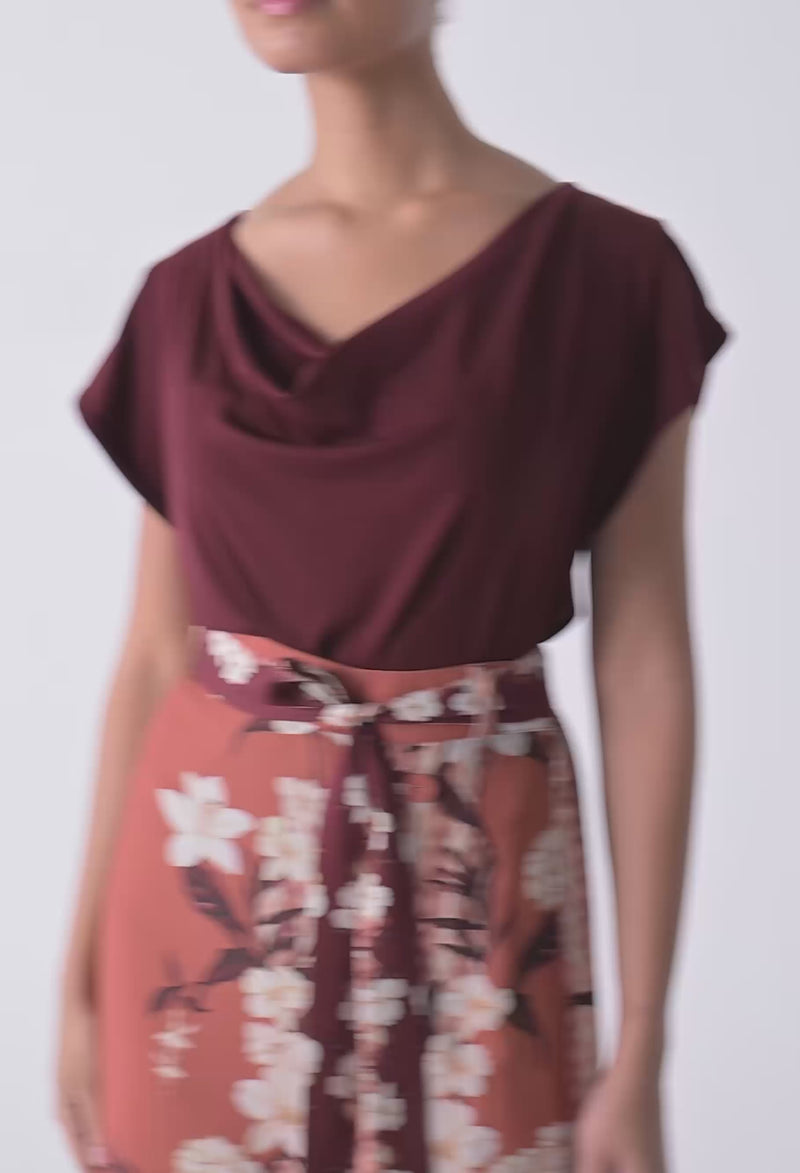 Adria Viscose Faille Midi Skirt Amber Vine