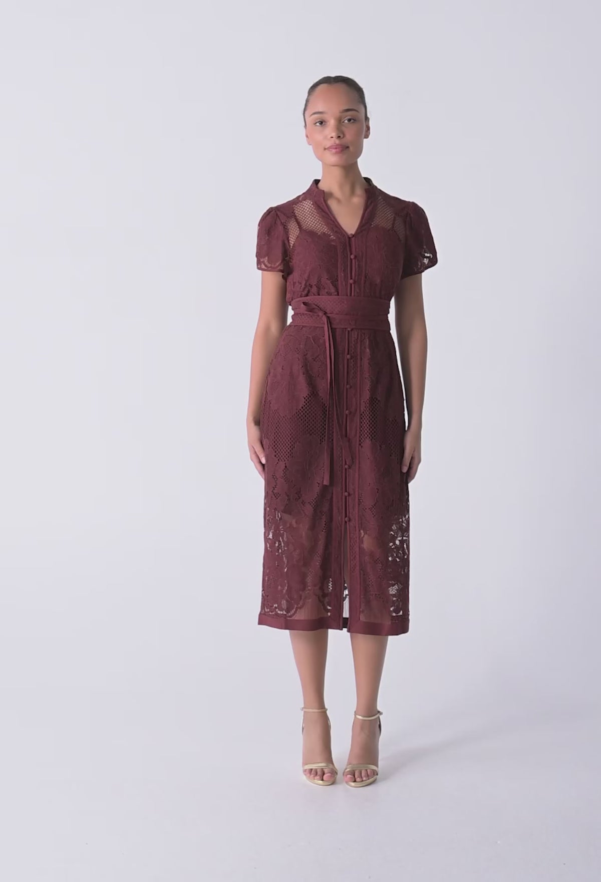 Solene Cotton Blend Lace Dress Rosewood