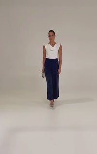 Luxe Pleated Trouser - Navy