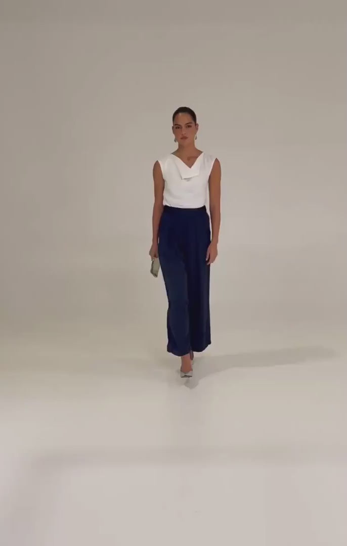 Luxe Pleated Trouser - Navy