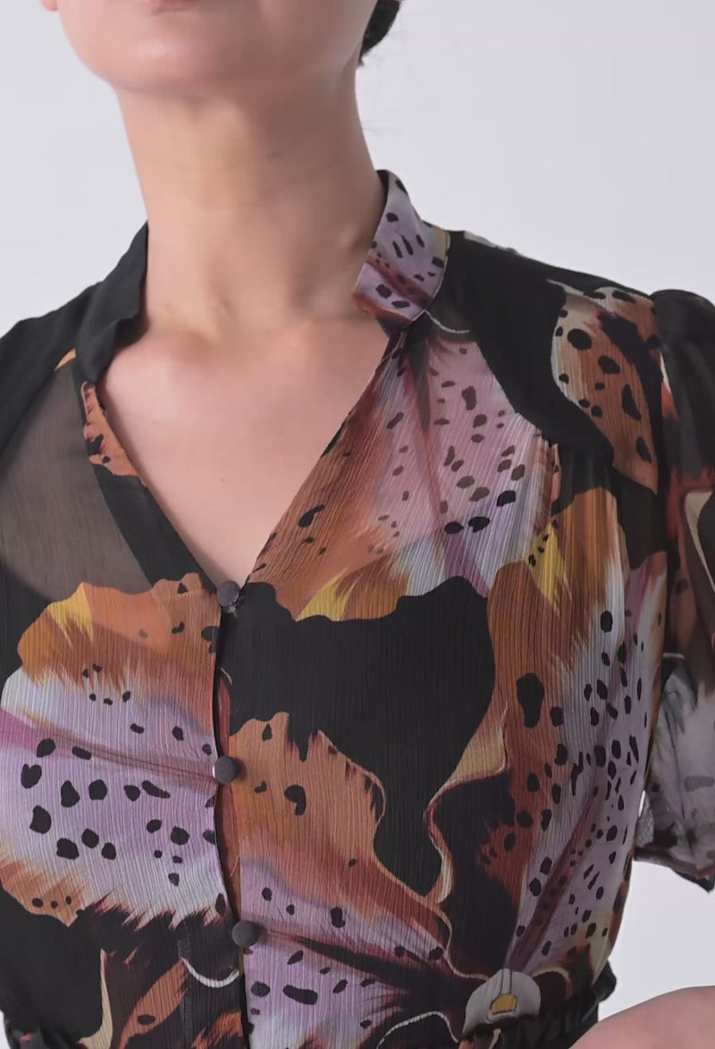 Ceres Sheer Chiffon Dress - Sunset Orchid