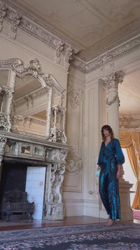 Sequin Palazzo Pant - Peacock