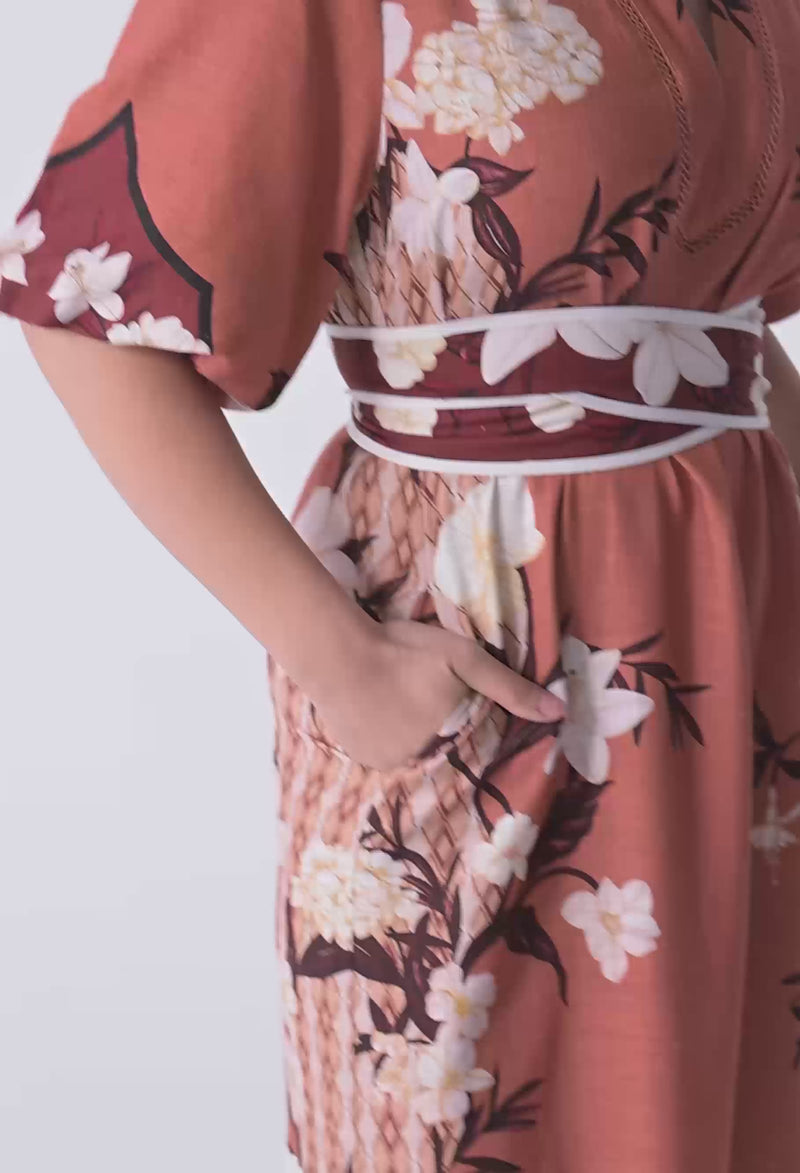 Gisela Linen Midi Dress Amber Vine