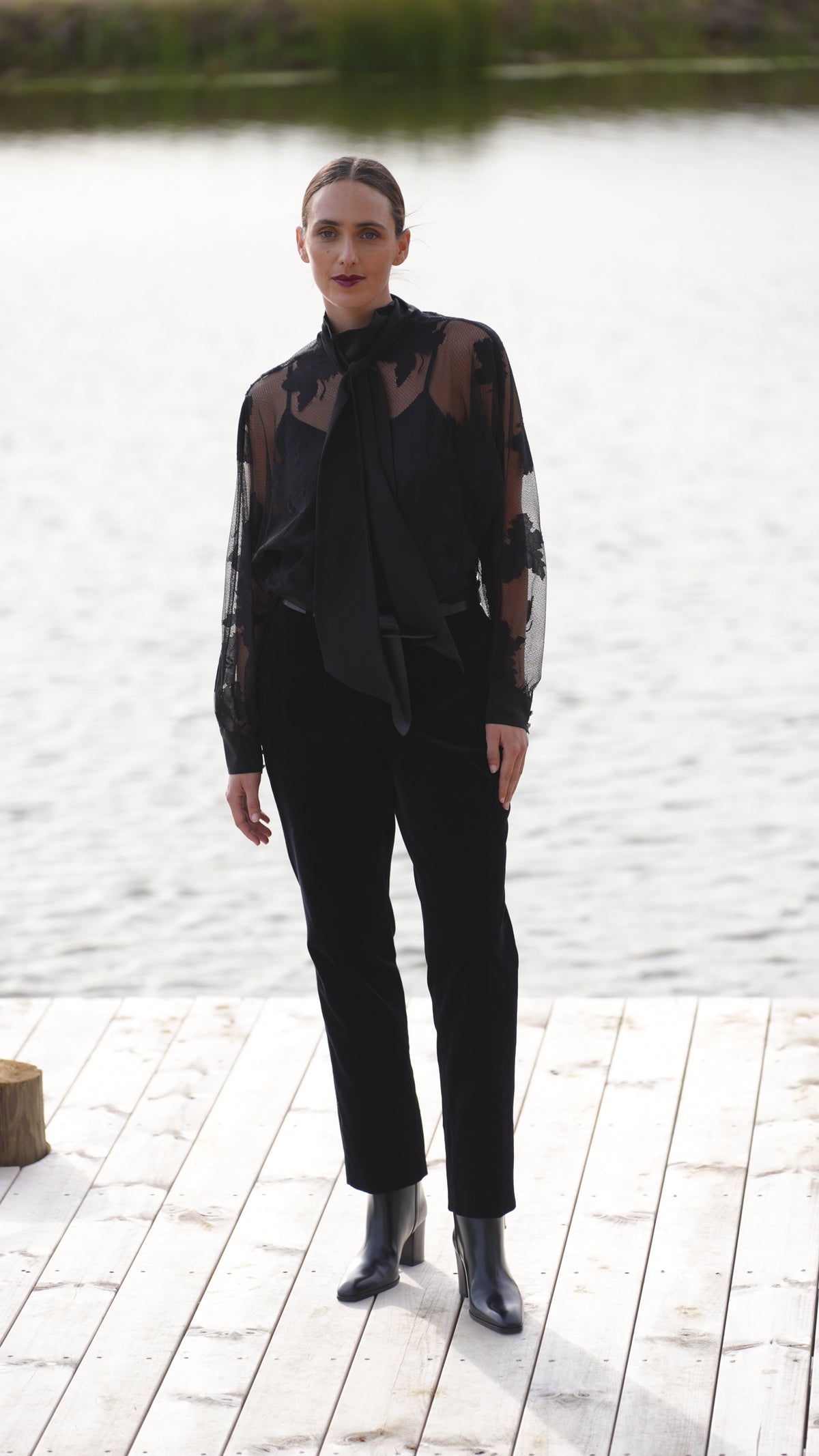 Alley Sheer Lace Blouse Black