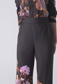 Willow Linen Placement Print Pant - Sunset Orchid