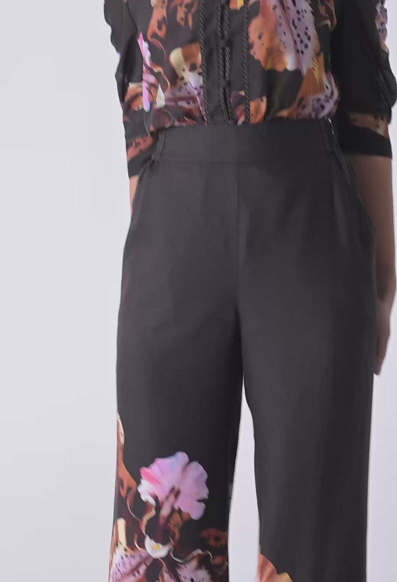 Willow Linen Placement Print Pant - Sunset Orchid