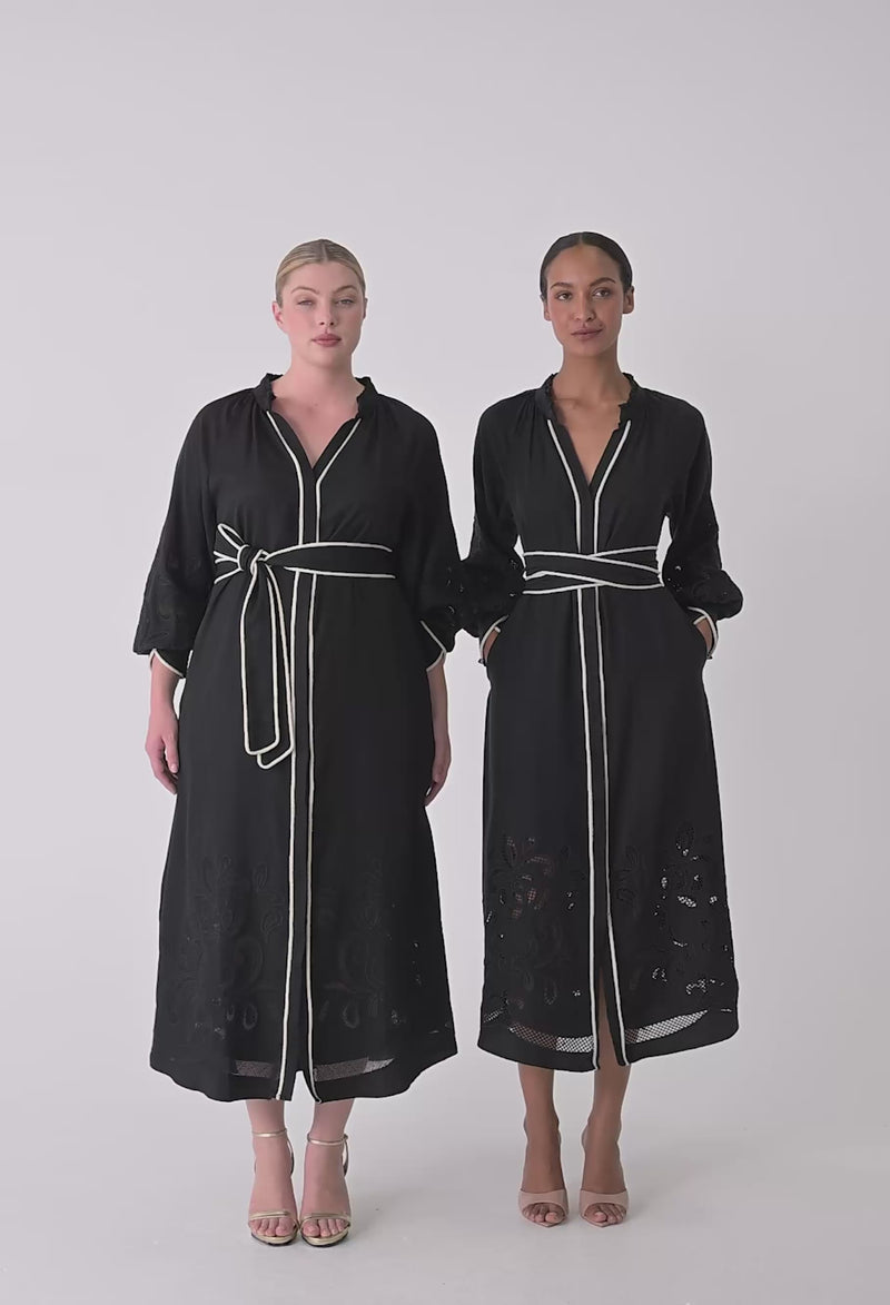 Rhea Placement Embroidered Tencel Maxi Dress