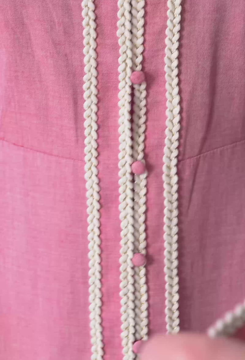 Isla Trim Detail Dress - Blush Chambray