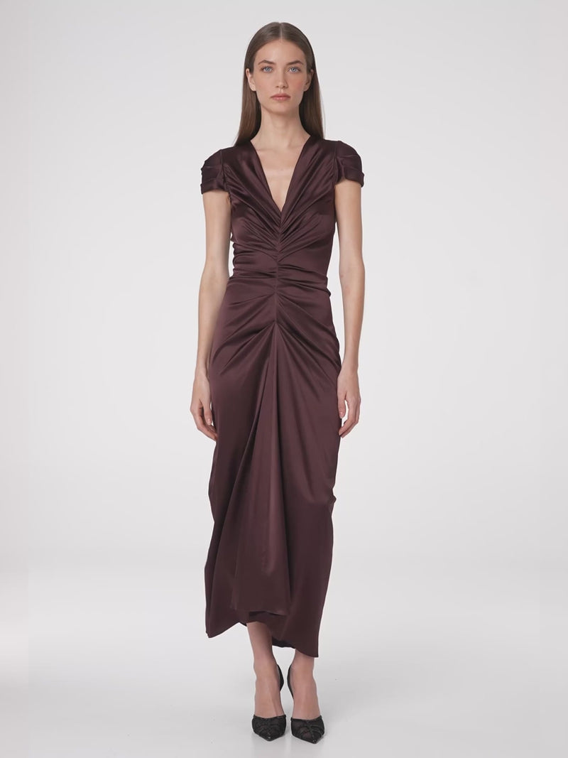 Stella Midi Dress Chocolate - Australian Made