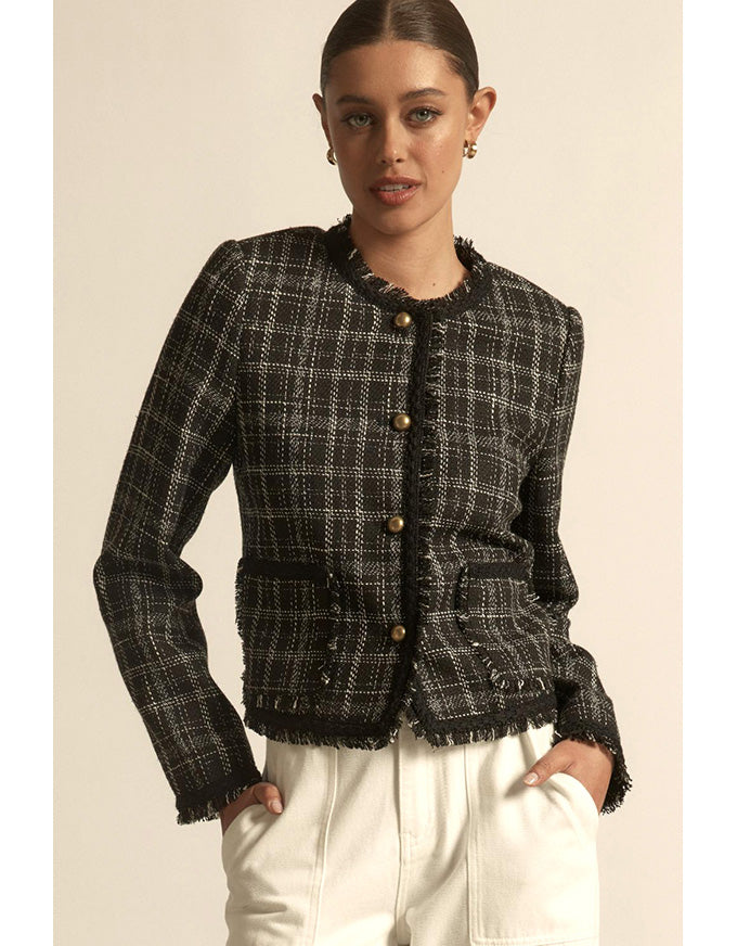 Quill Jacket Black Porcelain Check Boucle