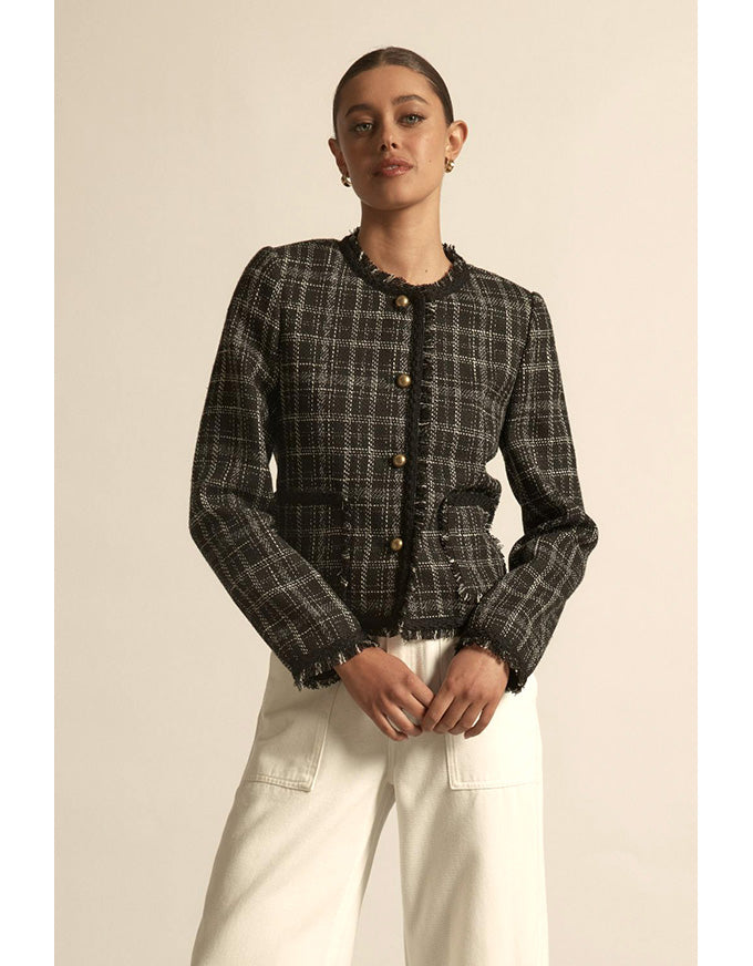 Quill Jacket Black Porcelain Check Boucle