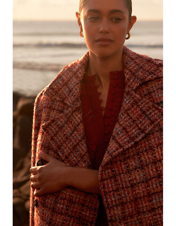 Revel Coat Berry Check Boucle