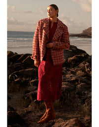 Revel Coat Berry Check Boucle