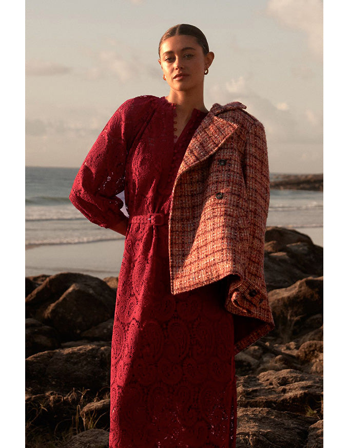 Revel Coat Berry Check Boucle