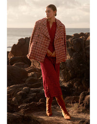 Revel Coat Berry Check Boucle