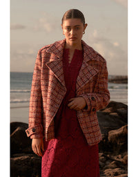 Revel Coat Berry Check Boucle