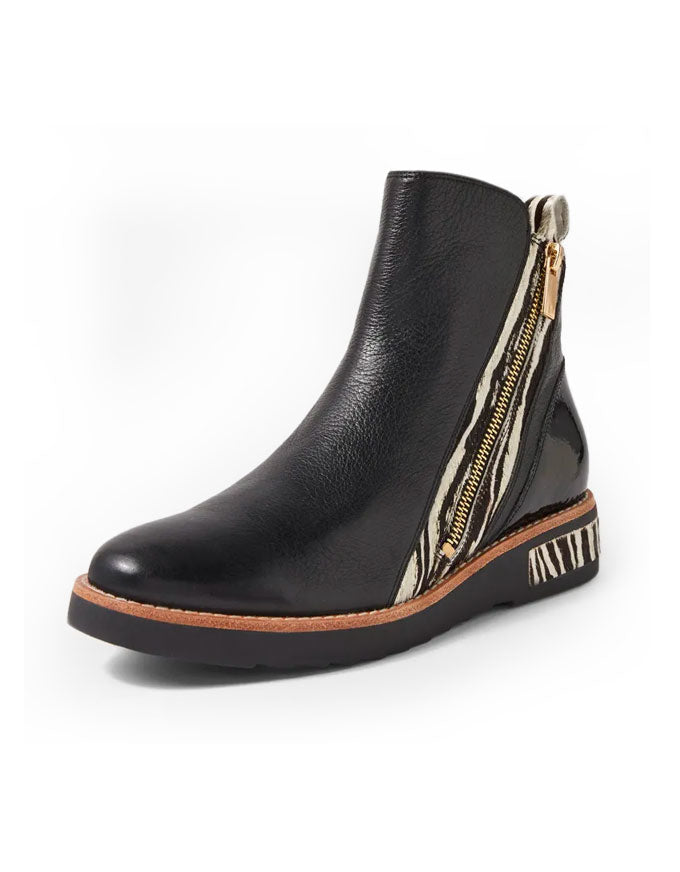 Rhain Black Zebra Leather Boot