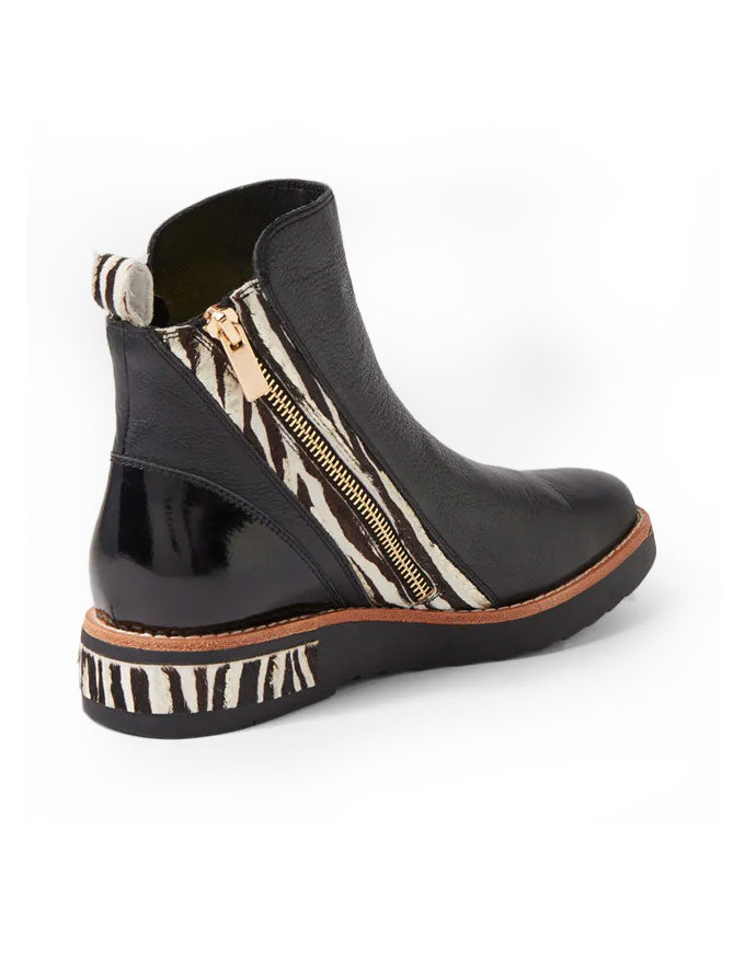 Rhain Black Zebra Leather Boot