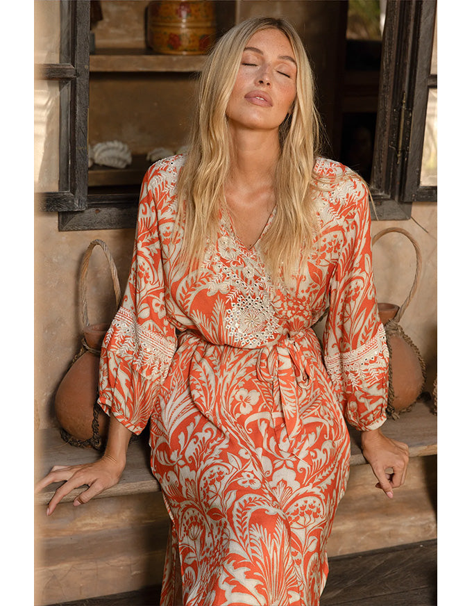 Dress Mareva w Embroidery Orange