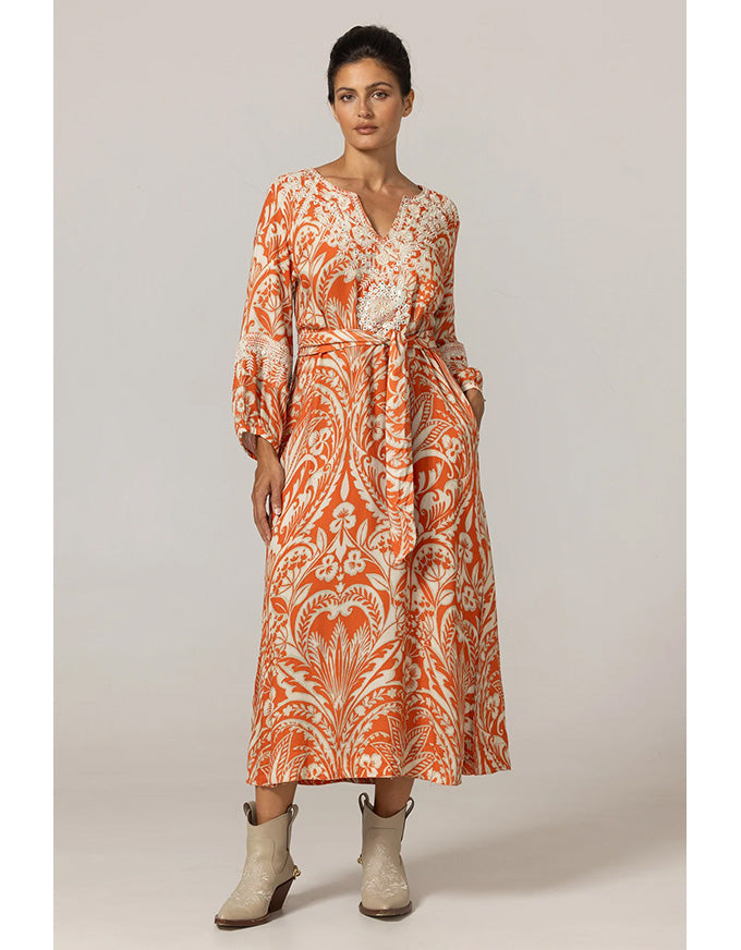 Dress Mareva w Embroidery Orange