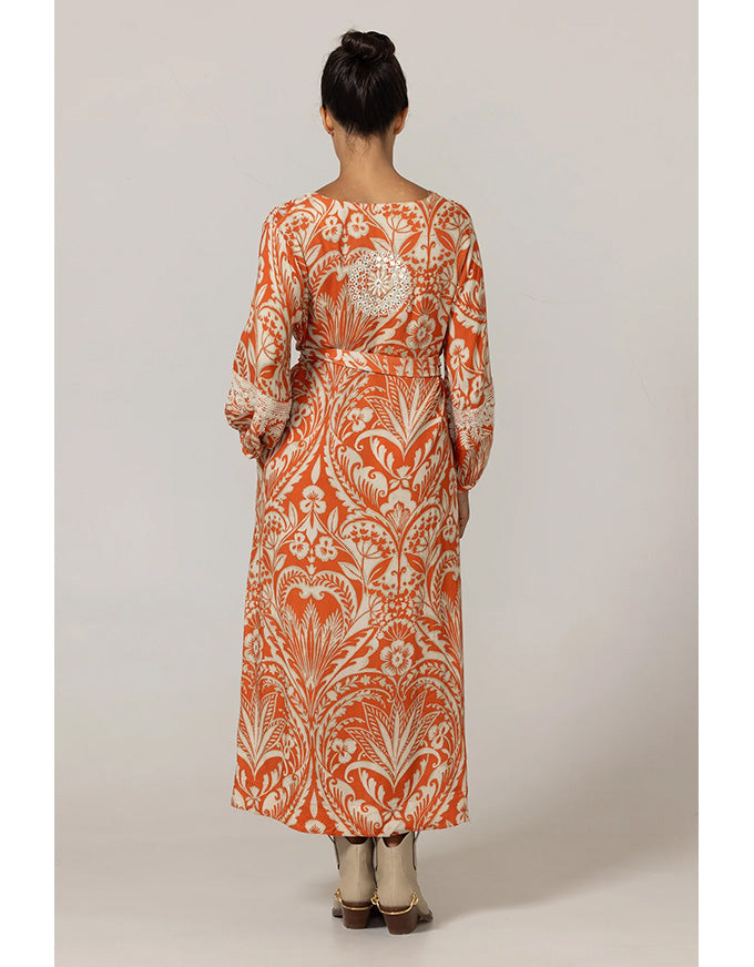 Dress Mareva w Embroidery Orange