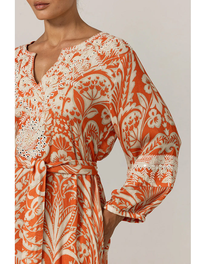 Dress Mareva w Embroidery Orange