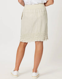 Ruffle Hem Linen Skirt Natural