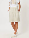 Ruffle Hem Linen Skirt Natural