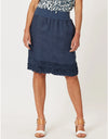 Ruffle Hem Linen Skirt Navy