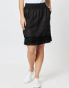 Ruffle Hem Linen Skirt Black