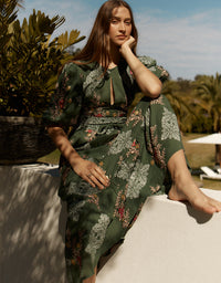 Primavera Maxi Dress Olive Print