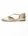 Saddie Pale Gold Crush Leather Flats