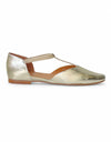 Saddie Pale Gold Crush Leather Flats