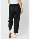 Sarah Linen Pleat Hem Pant Black