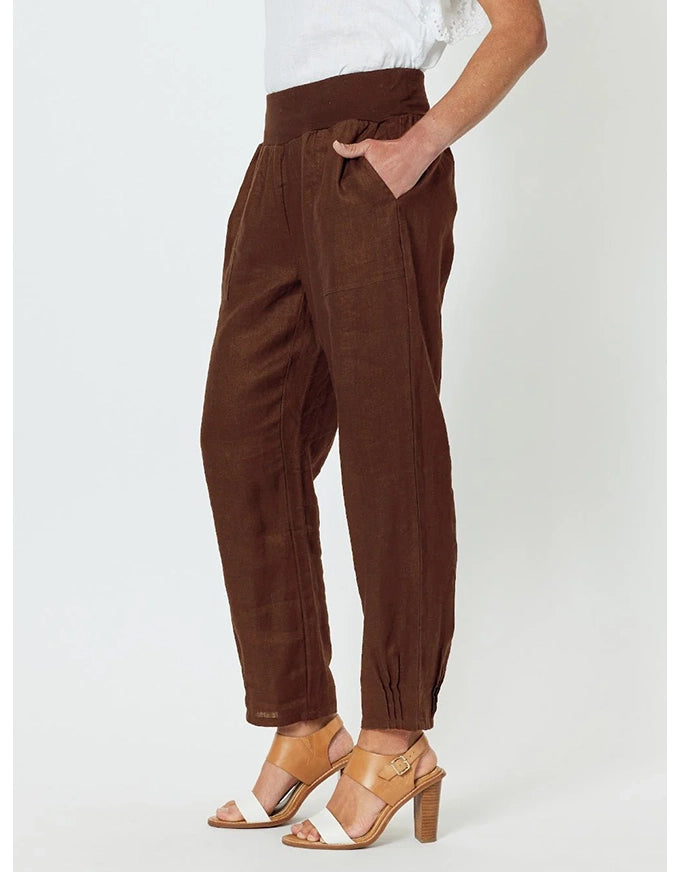 Sarah Linen Pleat Hem Pant Koko