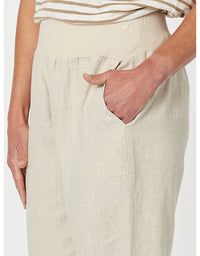 Sarah Linen Pleat Hem Pant Natural