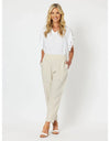 Sarah Linen Pleat Hem Pant Natural