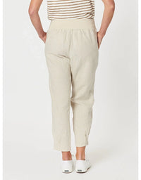 Sarah Linen Pleat Hem Pant Natural