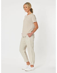 Sarah Linen Pleat Hem Pant Natural