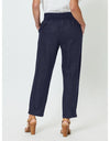 Sarah Linen Pleat Hem Pant Navy